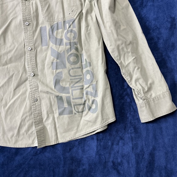 Ecko Unltd Mens Button Up Shirt Army Green Size XXL LS Logo Spellout Military - Picture 4 of 15